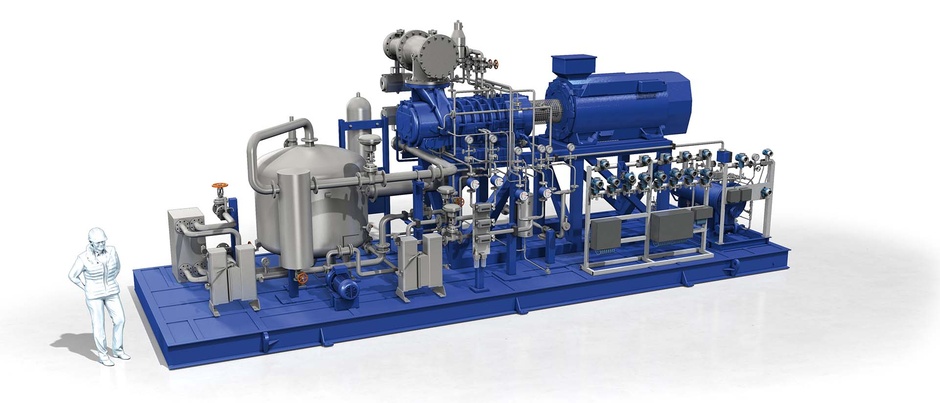 Oil-free water-flooded screw compressor for hydrogen compression (VRW series)