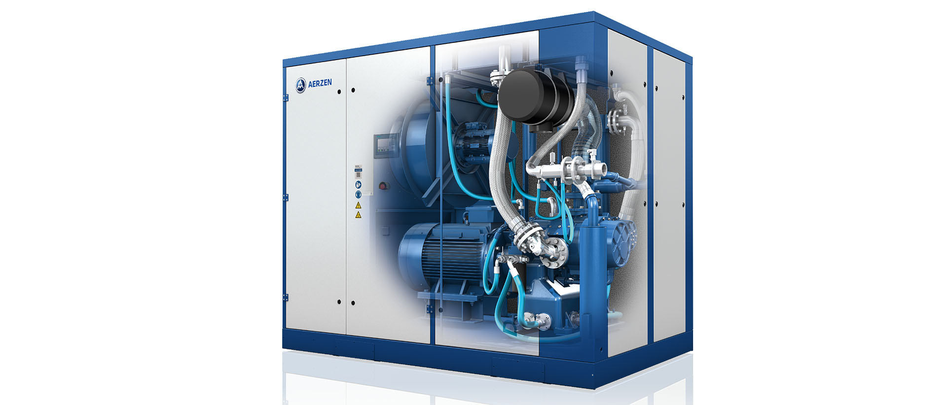 Die 2-stufigen, ölfreien Schraubenkompressoren der Baureihe DS sind in neun Baugrößen erhältlich und decken Antriebsleistungen von 55 bis 315 kW sowie Volumenströme von 180 bis 2.920 m³/h ab.