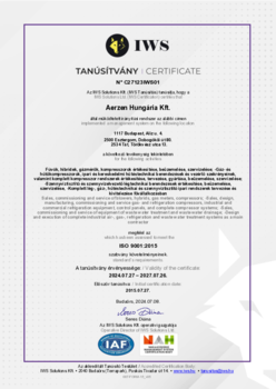 AERZEN HUNGÁRIA TANÚSÍTVÁNYOK