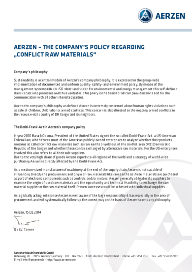 Dodd-Frank-Act - Fabrikantenverklaring