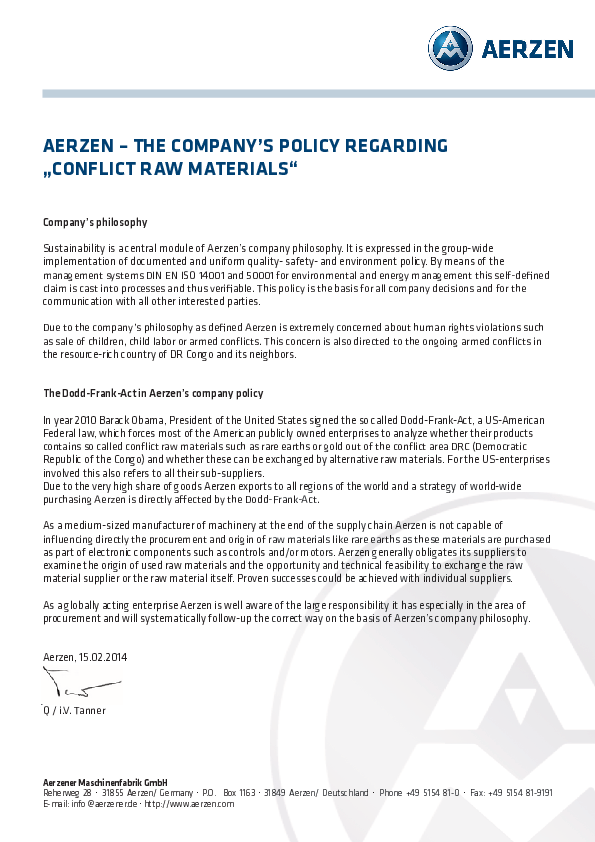 Dodd-Frank-Act - Deklaracja producenta