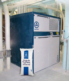 Rotary lobe compressor series Delta Hybrid for the production of flour at the Mexican flour manufacturer Harinas Elizondo