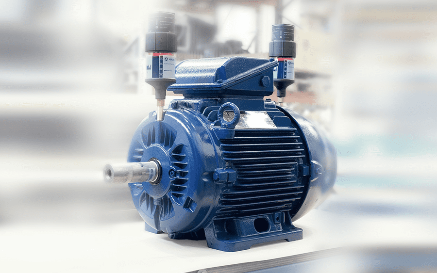 Uma imagem do dispositivo de relubrificação original AERZEN para lubrificar automaticamente os rolamentos de motores elétricos