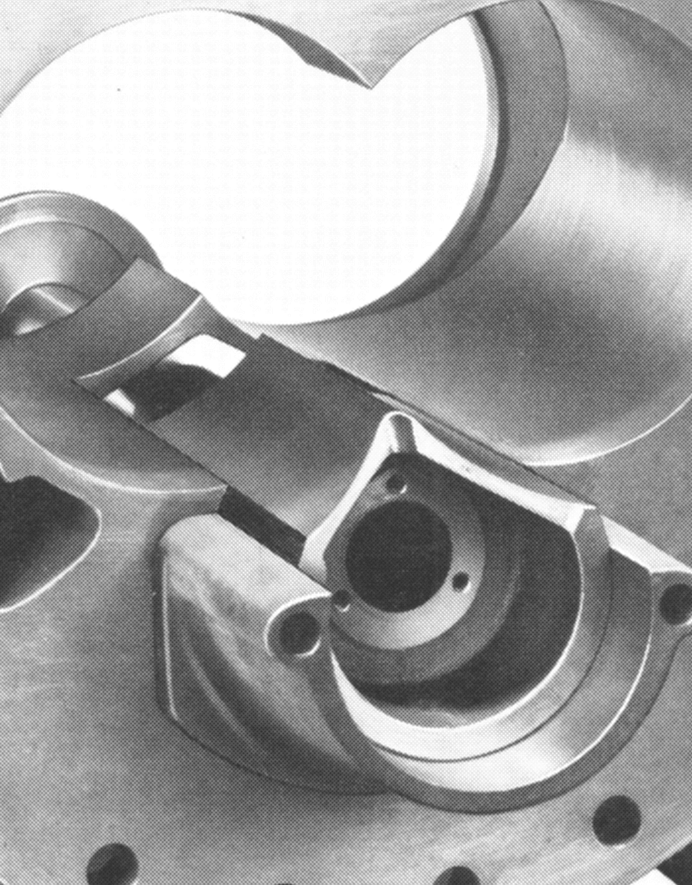 Obrázok jedného z prvých skrutkových kompresorov so vstrekovaním oleja pre chladiarenský priemysel