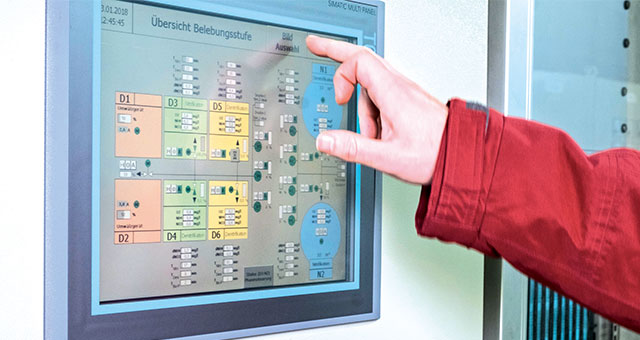 Touch Panel zur Bedienung der Gebläsetechnik