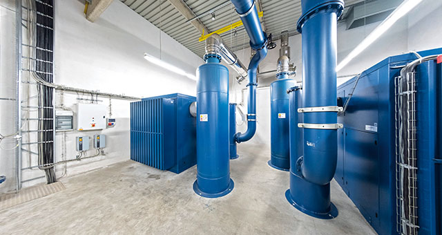 Picture of AERZEN screw compressors at the JTI International Germany GmbH